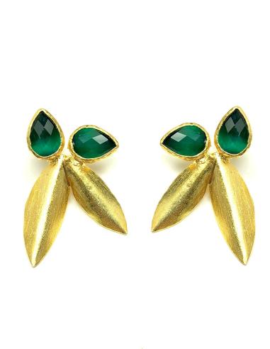 PENDIENTES ELEGANTES DE PIEDRAS NATURALES VERDES ESPECIAL INVITADAS
