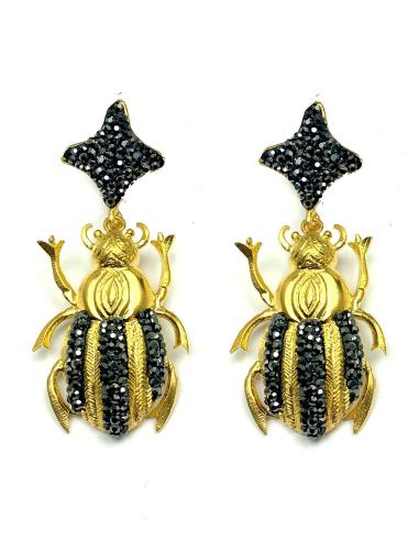 PENDIENTES ORIGINALES ORO BAÑO ESPECTACULAR ESCARABAJO