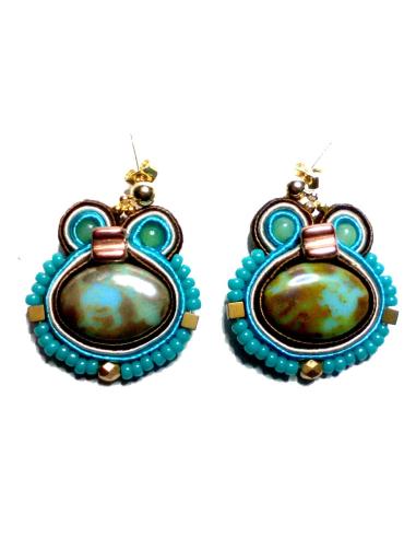 PENDIENTES FLAMENCA PIEDRAS NATURALES