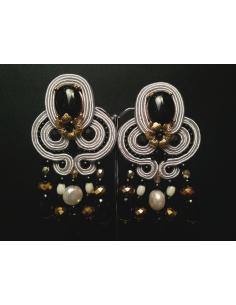 PENDIENTES FLAMENCA CHAMPAGNE NEGRO
