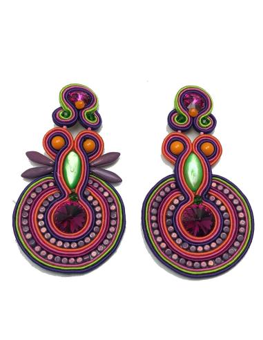 PENDIENTES LARGOS FLAMENCA  EN MULTICOLOR, TE QUEDARAN PRECIOSOS CON TU VESTIDO DE BODA O FIESTA