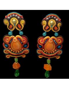 PENDIENTES FLAMENCA PARA SER LA REINA DE LA FERIA COLOR NARANJA