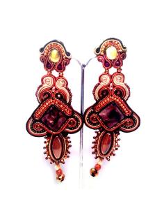 COMPRAR PENDIENTES FLAMENCA ELGANTES  SOUTACHE COBRE GRANDE
