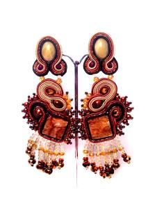PENDIENTES FLAMENCA GRANDES DE BISUTERIA   SOUTACHE COBRE GRANDE