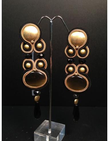 PENDIENTES FLAMENCA ORO CON NEGRO GRANDE