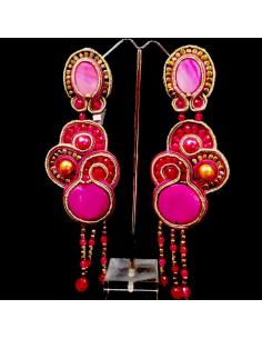 PENDIENTE  FLAMENCA SOUTACHE FUCSIAS
