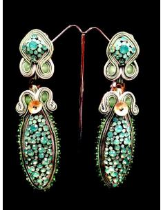PENDIENTES FLAMENCA GRANDES DE CRISTALES VERDE AGUA