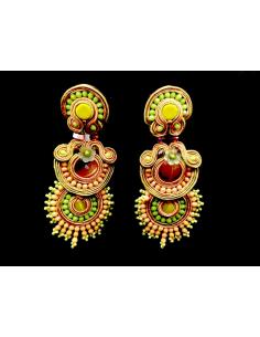 PENDIENTES FLAMENCA SOUTACHE VERDE OLIVA