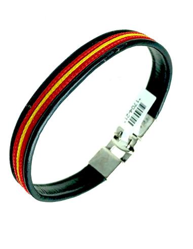 PULSERAS HOMBRE DE CUERO CON LA BANDERA DE ESPAÑA