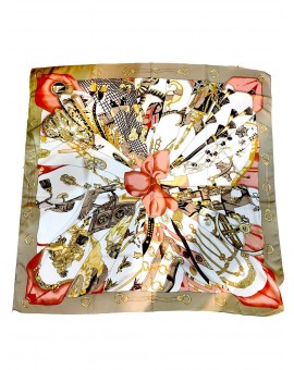 PAÑUELOS CHAL Y FOULARES ELEGANTES EN ROSA SALMON Y DORADOS