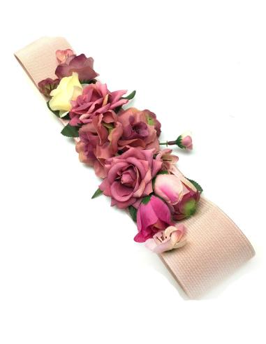 CINTURONES DE FIESTA ROSAS CON BONITA DECORACION FLORAL