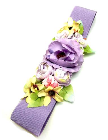 CINTURONES DE FIESTA LILA CON BONITA DECORACION FLORAL