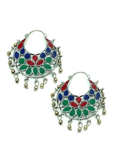 PENDIENTES ETNICOS DE ARO NEPAL TURQUESA Y CORAL