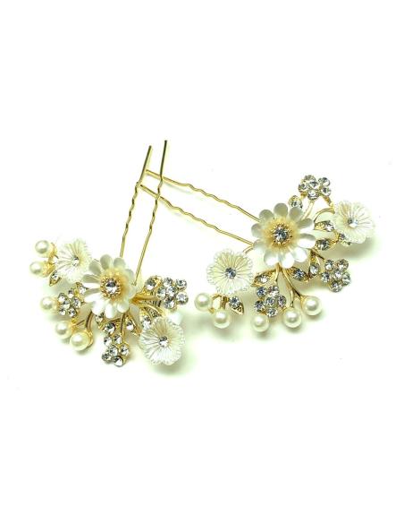 PEINETAS Y HORQUILLAS DORADAS PARA BODAS