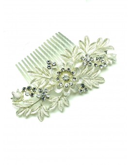 PEINETAS PLATEADAS MUY VISTOSAS CON FLOR PARA BODAS