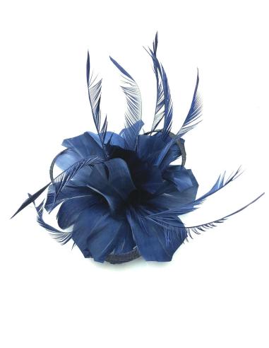 TOCADOS BODAS AZUL MARINO CON PLUMAS