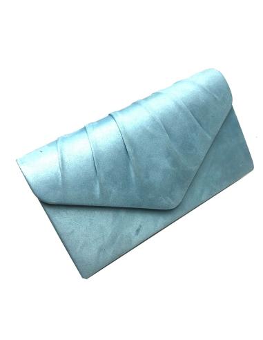 BOLSOS DE FIESTA AZULES CELESTE TIPO CARTERA SOLAPA PLIEGUE