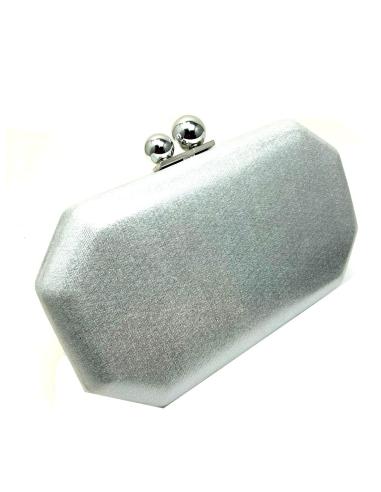 BOLSOS DE FIESTA PLATEADOS CON CIERRE DOBLE BOLA