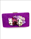 BOLSOS DE FIESTA CON FLORES DE TELA COLOR MORADO IDEAL PARA CONJUNTAR CON PAMELAS