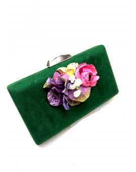 BOLSOS DE FIESTA VERDES DECORADOS CON FLORES PARA BODAS IDEAL PARA CONJUNTAR CON NUESTRAS PAMELAS