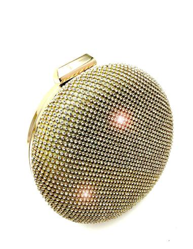 BOLSOS DE FIESTA DORADOS DE CRISTAL DISEÑO REDONDO