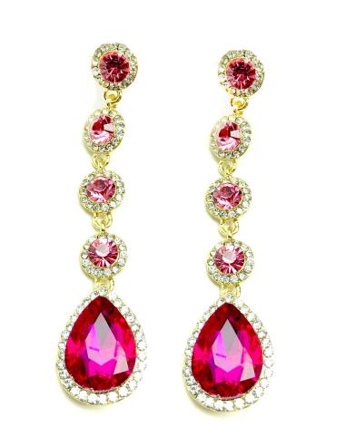 PENDIENTES LARGOS DE FIESTA FUCSIAS PRECIOSO BRILLO