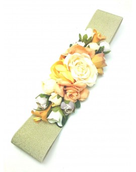 Imagen del producto CINTURONES DE FIESTA DORADOS CON FLORES ANARANJADAS