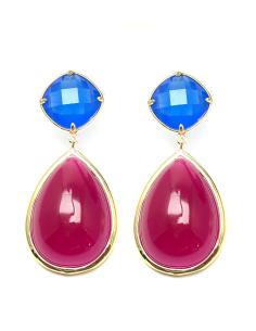 PENDIENTES DE BISUTERIA FUCSIAS Y AZULES PARA BODAS A BUEN PRECIO