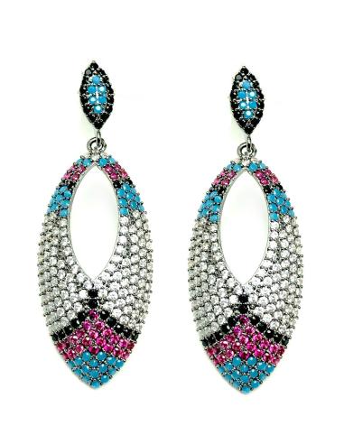 PENDIENTES DE BISUTERIA FINA CON CIRCONITAS Y COLOR