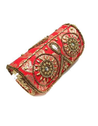 BOLSOS DE FIESTA ORIGINALES DE LA INDIA ROJO CORAL