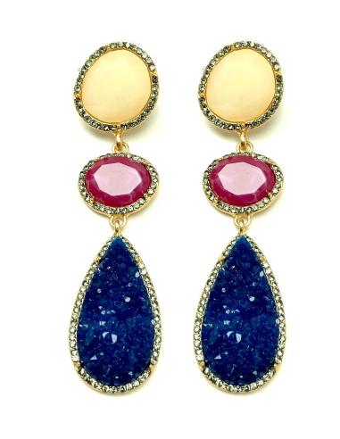 PENDIENTES DE FIESTA LARGOS AZULES PARA TU VESTIDO