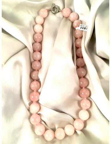 COLLARES PIEDRAS CORTO CUARZO ROSA 12mm