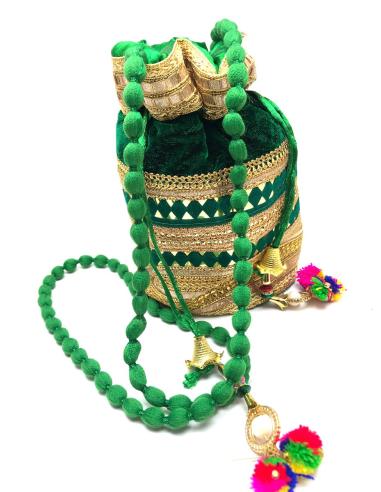 BOLSOS DE FIESTA VERDES LIMOSNERAS DECORADAS