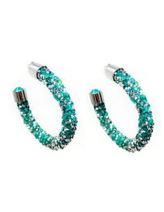 PENDIENTES DE ARO COLOR VERDE DE CRISTALES