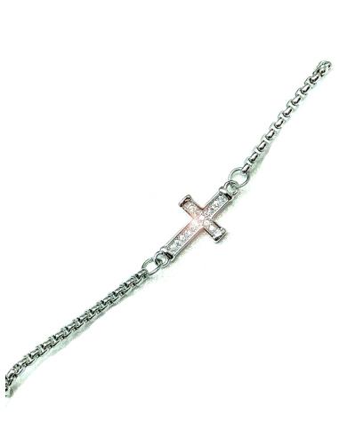 PULSERAS DE BISUTERIA CON CRUZ EN ACERO