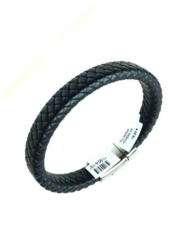 PULSERAS HOMBRE DE CUERO TRENZADO Y CIERRE CRUZ