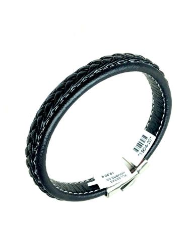 PULSERAS HOMBRE DE CUERO TRENZADO Y CIERRE CALAVERA