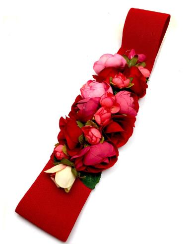 CINTURONES DE FIESTA ROJOS CON FLORES PARA VESTIDOS