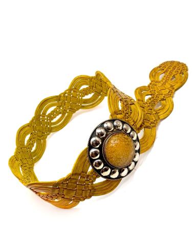 CINTURONES DE PIEL AMARILLOS ANCHOS ESTILO BOHO CHIC