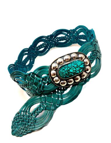 CINTURONES DE PIEL AZULES ANCHOS ESTILO BOHO CHIC