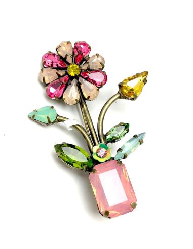 BROCHES ORIGINALES ROSAS BONITOS FLOR CON MACETA