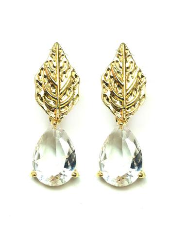 PENDIENTES MUJER ELEGANTES DE LAGRIMA CRISTAL BLANCO