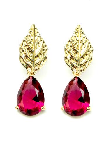 PENDIENTES  MUJER DORADOS Y CRISTAL RUBI