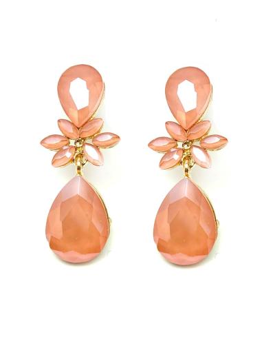 PENDIENTES LARGOS CORAL DE CRISTAL PARA MUJER