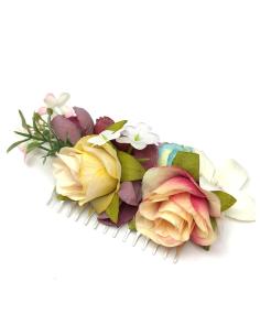 PEINETAS DE FLORES CON VISTOSOS COLORES