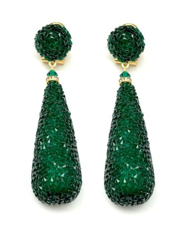 PENDIENTES LARGOS LAGRIMA VERDE BOTELLA MUJER