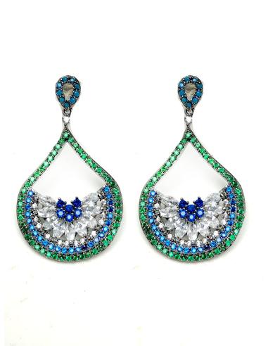 PENDIENTES BISUTERIA FINA VERDES Y AZUL MUY ELEGANTES ONLINE
