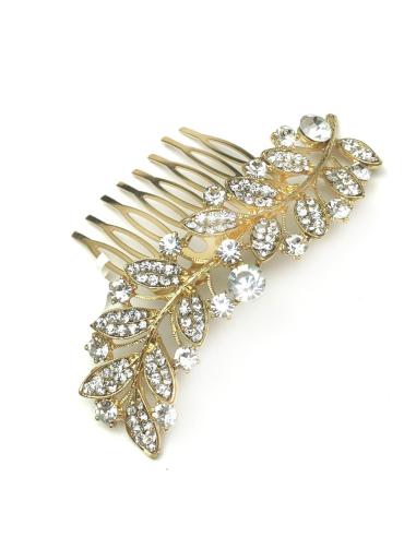 TOCADOS BODAS Y PEINETAS DORADAS ELEGANTES CON HOJAS DE CRISTAL
