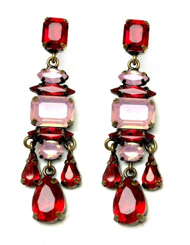 PENDIENTES DE FIESTA LARGOS ROJOS Y ROSAS MUY BONITOS