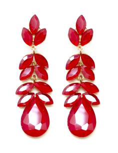PENDIENTES LARGOS DE FIESTA DE CRISTALES ROJOS VENTA MADRID